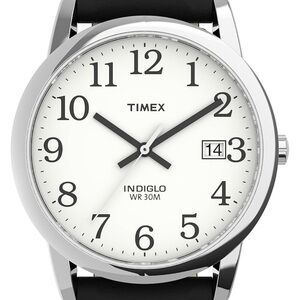 Timex Silver Case Watch with Black Strap
